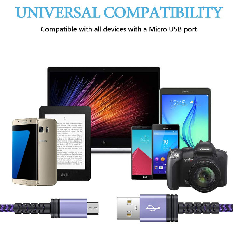 [Australia - AusPower] - Micro USB Charging Cable, 1 Pack 6FT Android Charger Cord Nylon Braided Fast Charging Cable Compatible Samsung Galaxy S6 S7 Edge,Kindle,Android & Windows Smartphones, PS4 and More-Purple purple 