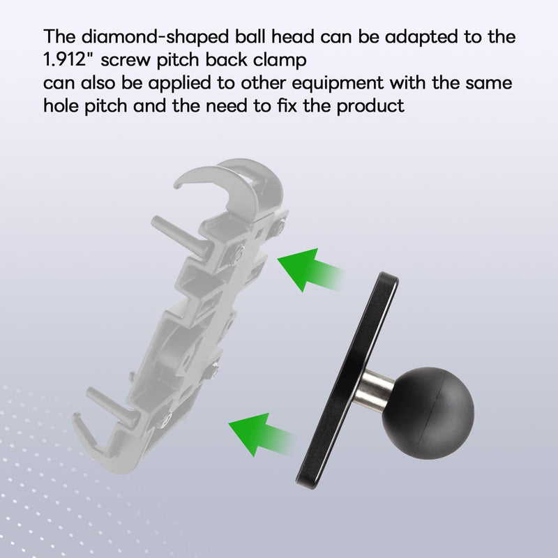 [Australia - AusPower] - FANAUE Diamond Mount Base Compatible RAM Mount B Size 1" Ball Double Socket Arm, Center Distance Between Two Mounting Holes is 1.912'', Meets Industry Standard AMPS Hole Pattern,Made of Aluminum Alloy 