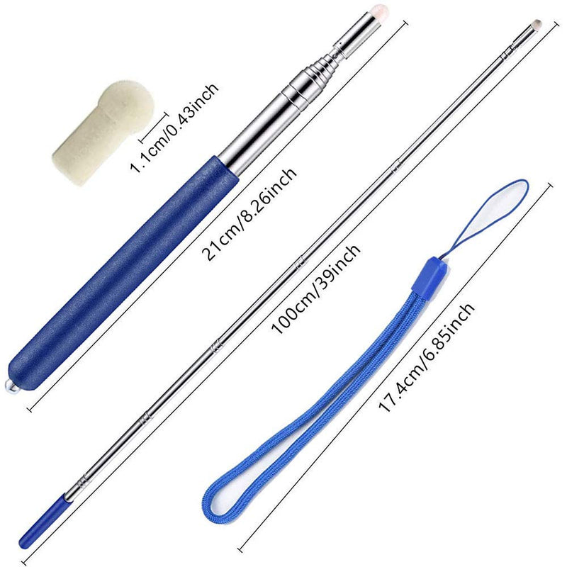 [Australia - AusPower] - Telescopic Teacher Pointer Stick with Hand Lanyard, Teaching Pointer for Classroom, Hand Pointer Extendable Pointer Stick Retractable Pointer Handheld Presenter Whiteboard Pointer (Blue) 