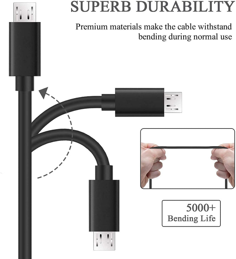[Australia - AusPower] - Charging Cable for Samsung Galaxy S7, 2Pack 6Ft 10Ft Long Charger Cable, Android Phone Fast Charger Cord for Samsung Galaxy S7 S6 Edge,Note 5 4,LG G4,Moto,Sony,PS4,Windows,MP3,Camera,Black 10ft black+6ft white 