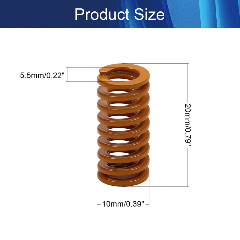 [Australia - AusPower] - Aicosineg 3D Printer Die Spring Compression Spring 0.79" Length x 0.39" OD x 0.2" ID Long Light Load Compression Mould Die Spring for 3D Printer Heatbed Springs Bottom Connect Leveling-Yellow (10 PCS) TF-10-5-20 10pcs 