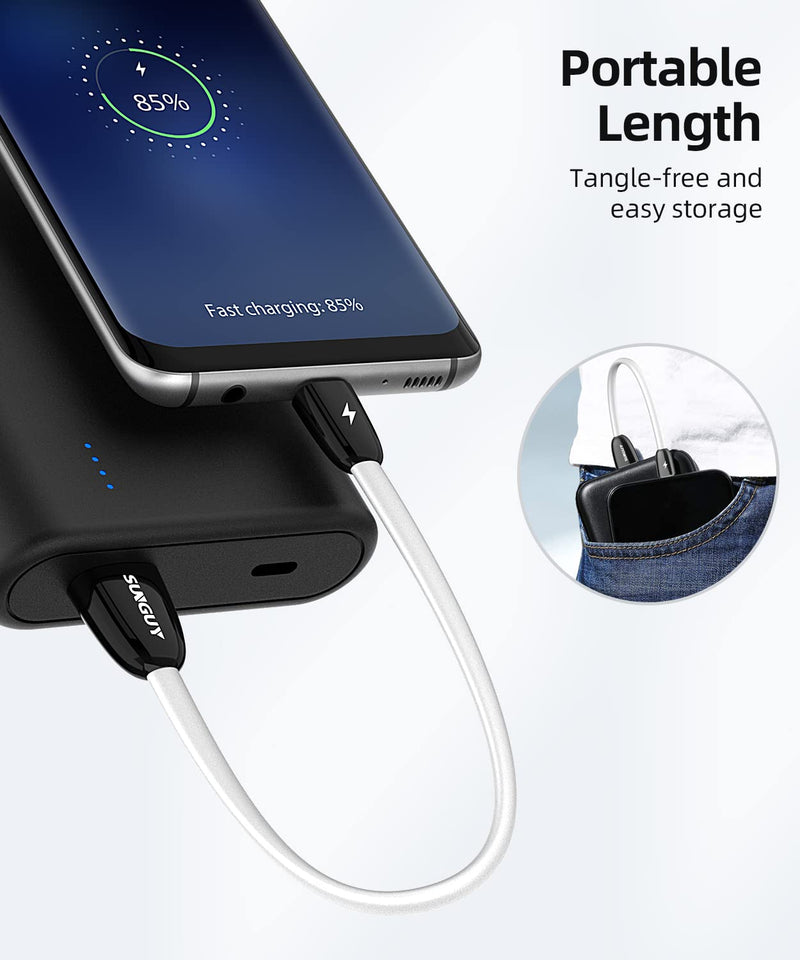 [Australia - AusPower] - SUNGUY USB C Cable [8 inch/0.2m 2Pack], Short USB-A to Type-C Cable Fast Charging USB Type C Cord Compatible for Samsung Galaxy Note 9 8, S10+ S9 S8 Plus, LG V50 V40 G8 G7, Power Bank 0.6FT*2 