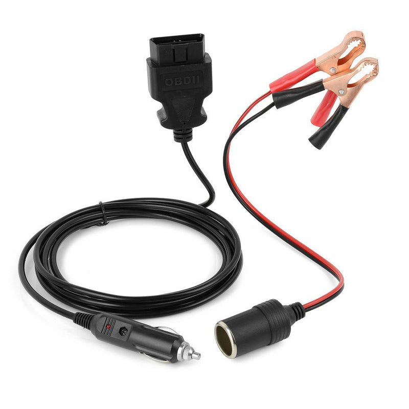 [Australia - AusPower] - 9.8Ft OBD II Vehicle Emergency Power Supply Cable Memory Saver with12V Alligator Clip-On Cigarette Lighter Power Socket 
