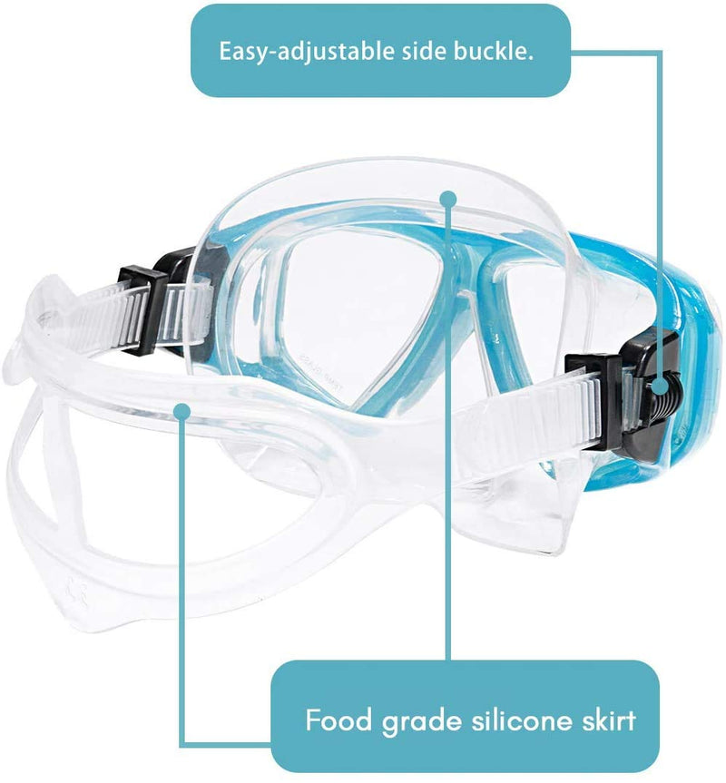[Australia - AusPower] - OMGear Swim Mask Dive Goggles Swimming Goggles with Nose Cover Snorkeling Gear Junior Adult Snorkel Mask for Scuba Diving Spearfishing Neoprene Strap Impact Resistance 