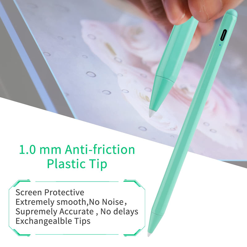 [Australia - AusPower] - Stylus for iPad Pencil 9th/8th Generation 10.2",Palm Rejection 1.5mm Replaceable Fine Tip Active Stylus Compatible with Apple Pencil for iPad Pen 10.2 Inch 9th/8th for Drawing and Sketching Green 