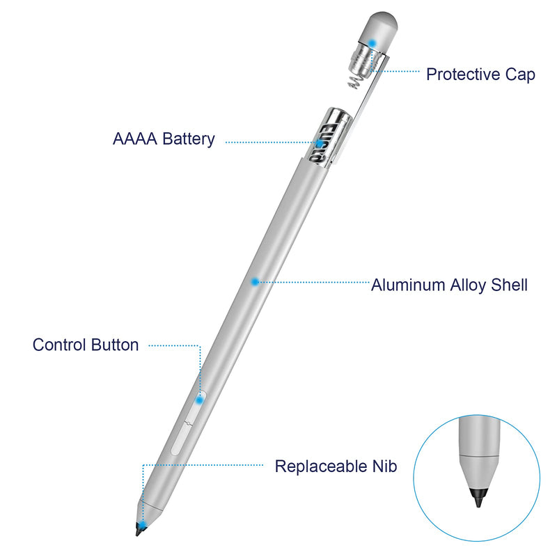 [Australia - AusPower] - ﻿Silver Active Pen for HP Specter X360,HP Envy X360 HP Pavilion x360 HP Spectre x2 HP Envy x2 Laptop-Specified Surface Pen Microsoft Pen Protocol Inking Model 
