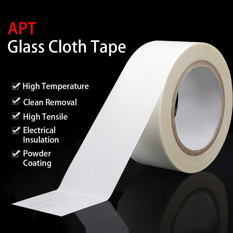 [Australia - AusPower] - APT Glass Cloth Electrical Tape, High Temperature Masking Tape, 260°C. UL Listed, White Heat Resistant Tape. Ideal for Class H Electrical, Powder Coating, Sand Blasting (1/2" x 54Ft) 1/2" x 54Ft 