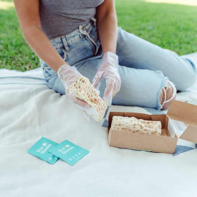 [Australia - AusPower] - Eco Gloves Individually Wrapped Compostable Gloves | Plant-Based & Eco-friendly | For On-the-Go Protection, Cleaning, Food Handling, Pet Care | One Size Fits Most | 24 Pairs/Bag 