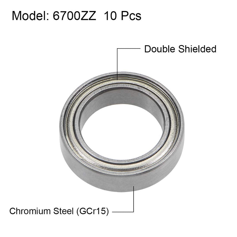 [Australia - AusPower] - uxcell 6700ZZ Deep Groove Ball Bearings Z2 10mm x 15mm x 4mm Double Shielded Chrome Steel 10pcs 10x15x4mm 