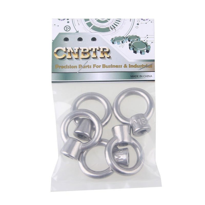 [Australia - AusPower] - CNBTR Japanese Style Silver M8 304 Stainless Steel Ring Shape Lifting Eye Nut Set of 5 