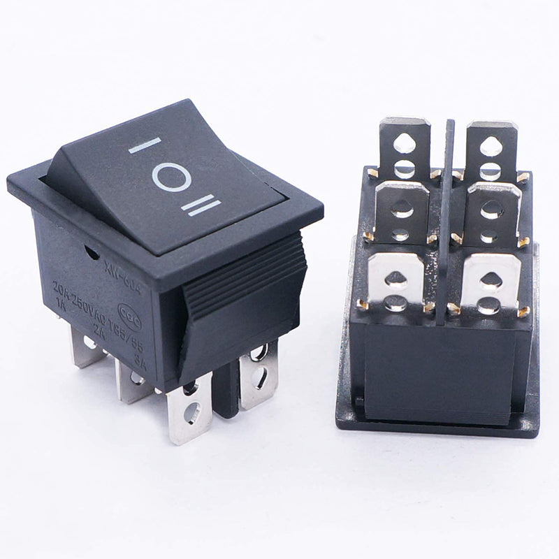 [Australia - AusPower] - TWTADE / 5Pcs Black ON/Off/ON DPDT 6 Pin 3 Position Boat Rocker Switch Car Auto Boat Rocker Toggle Switch Snap AC 250V 125V/20A KCD2-203 