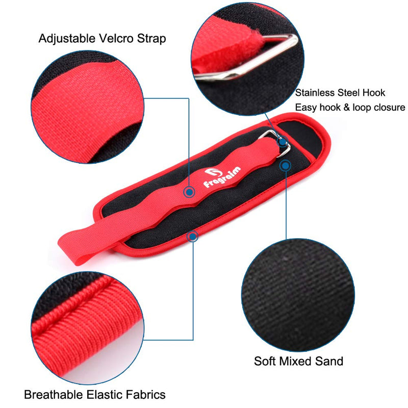 [Australia - AusPower] - Fragraim Ankle Weights for Women, Men and Kids - Strength Training Wrist/Leg/Arm Weight Set with Adjustable Strap for Jogging, Gymnastics, Aerobics, Physical Therapy Red 1 lbs pair (0.5 lbs each) 