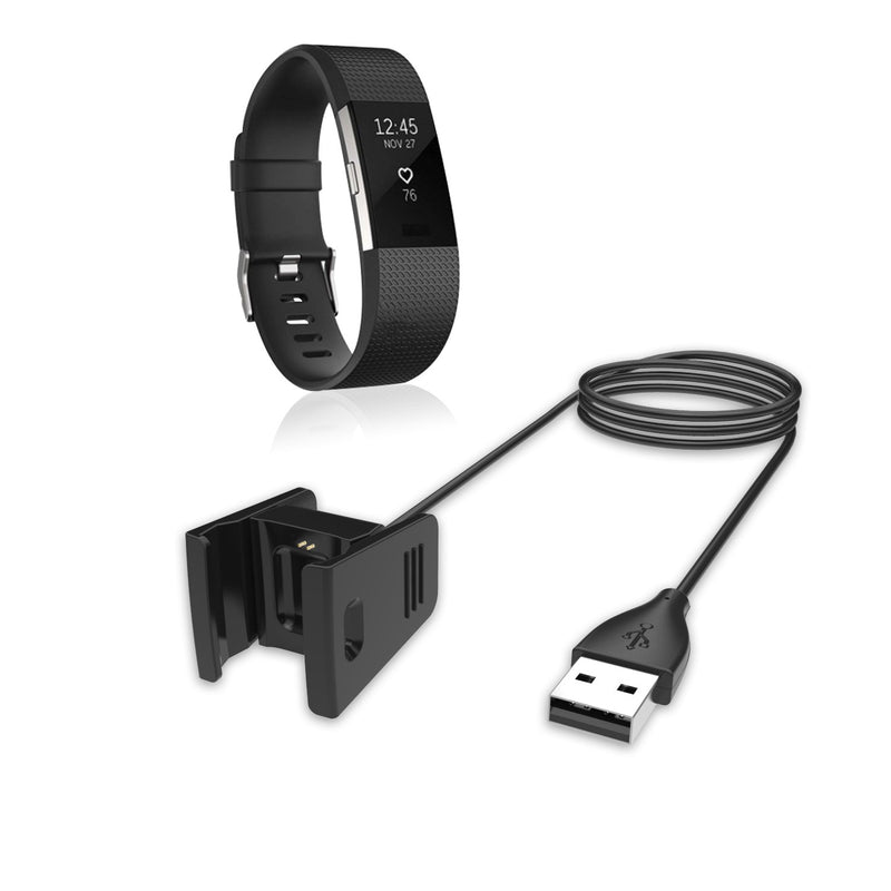 [Australia - AusPower] - Compatible with Fitbit Charge 2 Charger, KingAcc Replacement USB Charging Cable Cord Charger Cradle Dock Adapter for Fitbit Charge 2, Fitness Tracker Wristband Smart Watch (3.3Foot/1meter, 2-Pack) Charge 2 2-Pack 