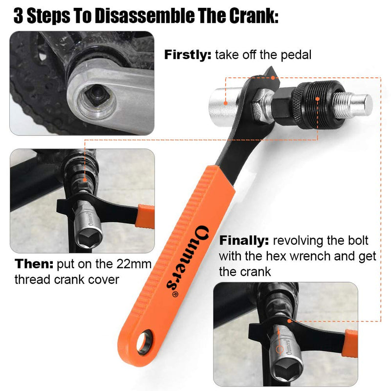 [Australia - AusPower] - Oumers Bike Crank Extractor and Bottom Bracket Remover with 16mm Spanner Wrench, Bicycle Crank Removal Tool Crank Puller Tool-Bike Crank Arm Remover Spanner Repair Tools Kit 