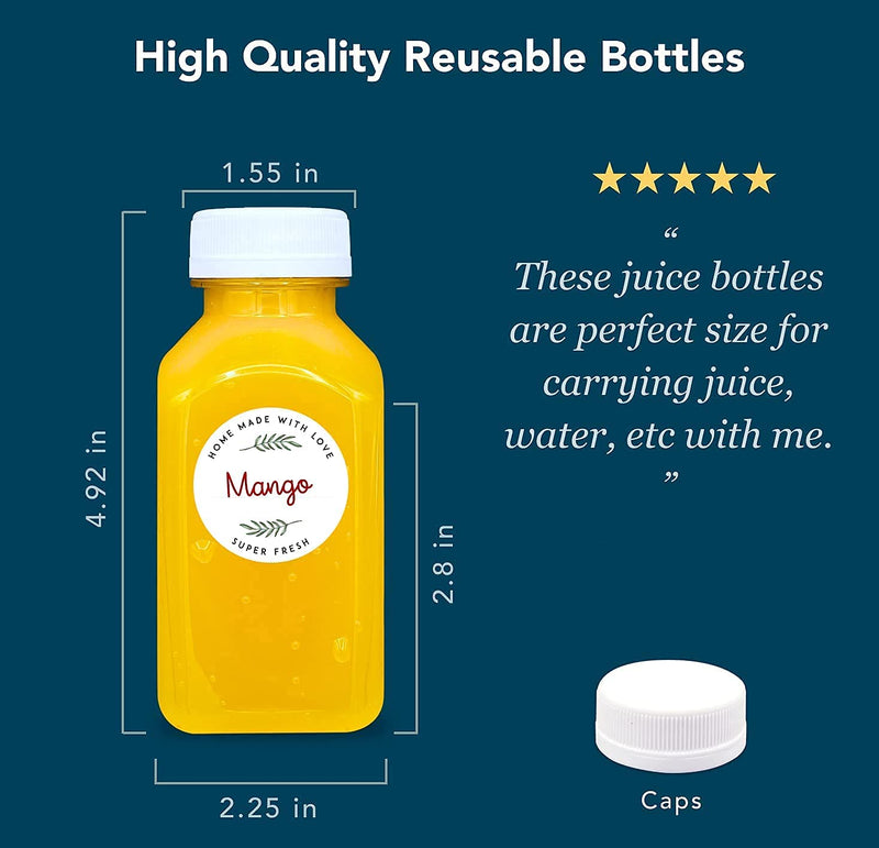 [Australia - AusPower] - Norcalway 8 Oz Plastic Juice Bottles With Caps, Reusable Juice Bottles, Mini Fridge Bottles Reusable, Plastic Container Bottles, Mini Juice Bottles, Clear Juice Bottles, Plastic 8oz Bottles 8 Pack 8oz / 8 pack 