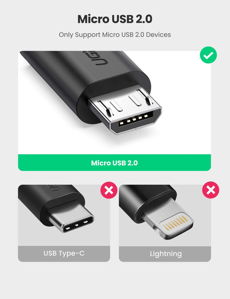 [Australia - AusPower] - UGREEN Micro USB 2.0 OTG Cable On The Go Adapter Male Micro USB to Female USB Compatible with Samsung S7 S6 Edge S4 S3 LG G4 Controller Android Windows Smartphone Tablets 4 Inch Black 