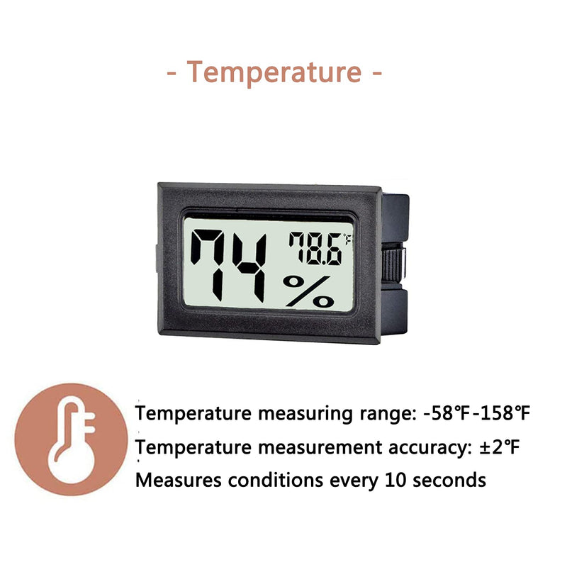 [Australia - AusPower] - TASOGEN 6 Pack Mini Digital Thermometer Hygrometer,Indoor Temperature and Humidity Gauge Meter Monitor Fahrenheit (℉) for Humidor,Greenhouse,Reptile Tank,Home,Jars 