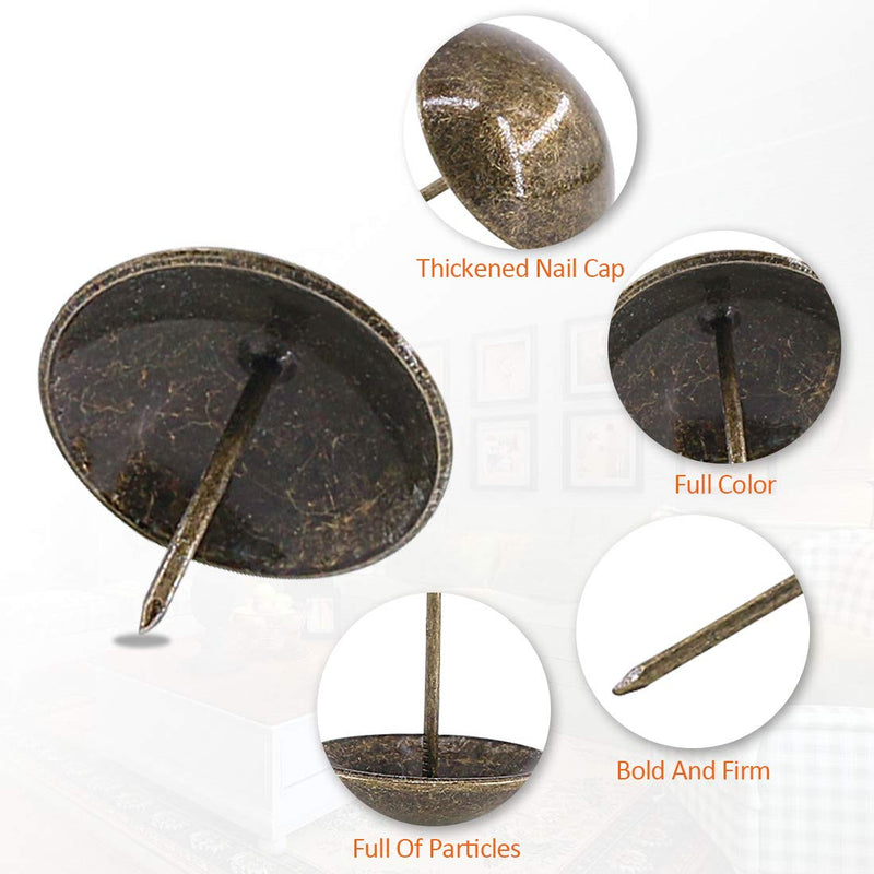 [Australia - AusPower] - Rustark 60-Pcs 1-3/16'' [30×30mm] Antique Upholstery Decorative Tacks Furniture Sofa Thumb Tacks Nails Pins Assortment Kit for Upholstered Furniture Cork Board - Bronze 1-3/16'' [60pcs] 