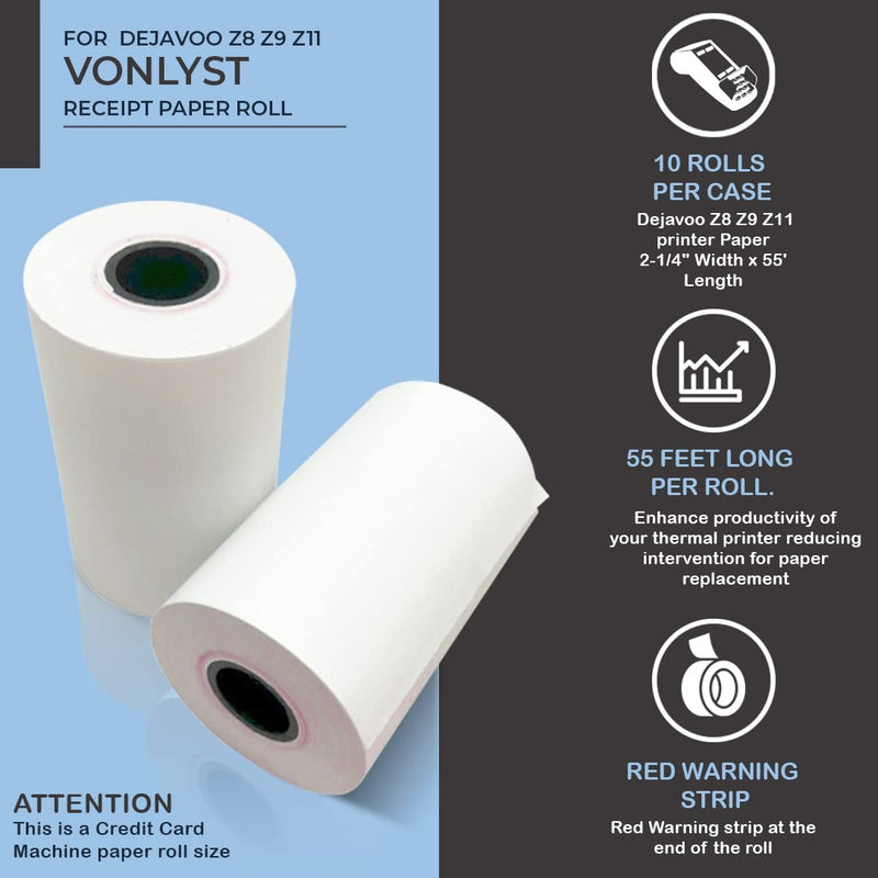 [Australia - AusPower] - Vonlyst Credit Card Machine Paper Roll for Dejavoo Z8 Z9 Z11 (10 rolls) 10 rolls 