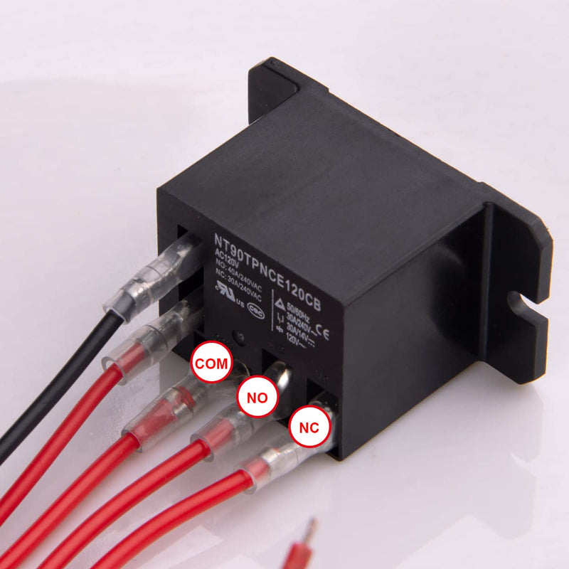 [Australia - AusPower] - ABXLNIU Power Relay SPDT AC120V Coil, 30 Amp 240 VAC Mini Relay with Flange-Mounting and 5 Quick Connect Wires 18 Gauge, NT90-AC120V AC 120V 