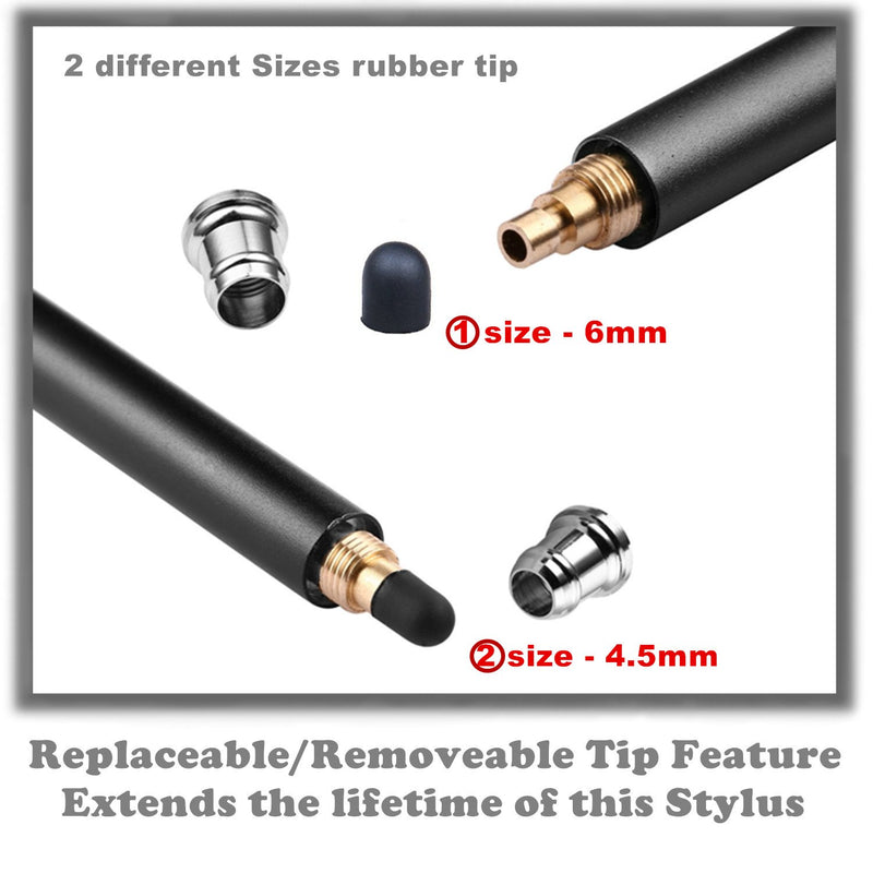 [Australia - AusPower] - Bargains Depot 2-in-1 Stylus Touch Screen Pen for iPhone, Ipad, iPod, Tablet, Galaxy and More with 20Pcs Rubber Tips (Black) Black 