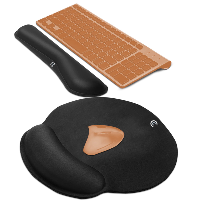 [Australia - AusPower] - Wrist Rests for Keyboard and Mouse Pad Set - Memory Foam Cushion, Black - Ergonomic Wrists Hand Arm Rest Support for Laptop Computer Desk and Gaming - Carpal Tunnel Syndrome Relief Original 