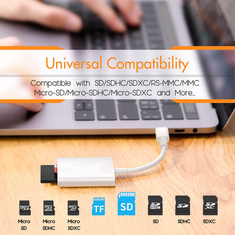 [Australia - AusPower] - SD Card Reader for Android, Micro SD Card to USB Adapter, USB C SD Card Reader for Camera Memory Card Reader, Wansurs SD Card Reader for PC Phone Pads (3 in 1, White) 