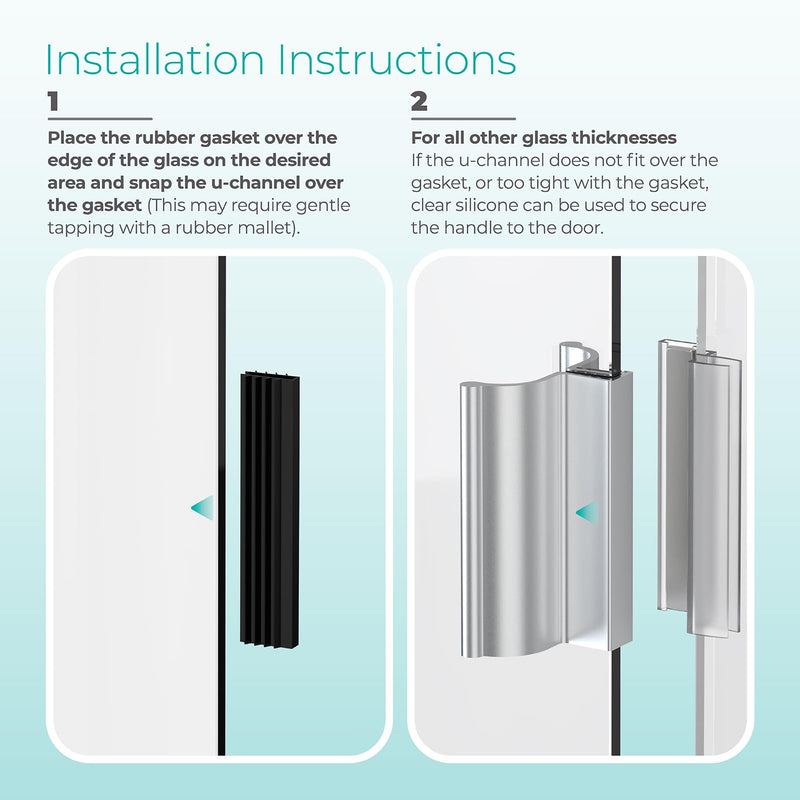 [Australia - AusPower] - 3-3/4" Bright Chrome Frameless Shower Door Handle with Metal Strike and 3" Magnet,Shower Door Magnetic Latch Kit Fits Glass Door Thickness 1/8", 5/32", 3/16" and 1/4",Shower Door Replacement Parts 