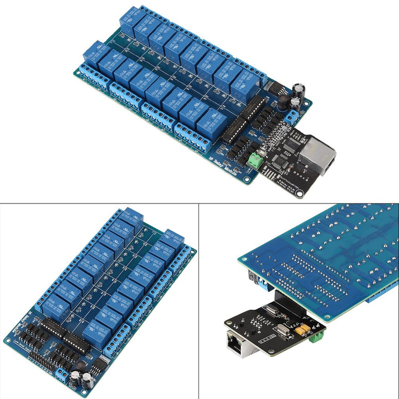 [Australia - AusPower] - Bewinner Ethernet Control Module,16-Channel Relay Module,RJ45 Interface,Ethernet TCP/IP Relay On-Off Output Relay Module Board for Smart Home Control 