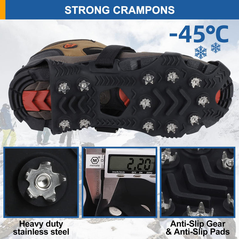 [Australia - AusPower] - Sfee Crampons for Winter Boots, Upgraded Ice Cleats Stainless Steel Microspikes Women Men Anti Slip Ice Traction Cleats Grips with Straps, Perfect for Hiking, Walking, Climbing, Ice Fishing 