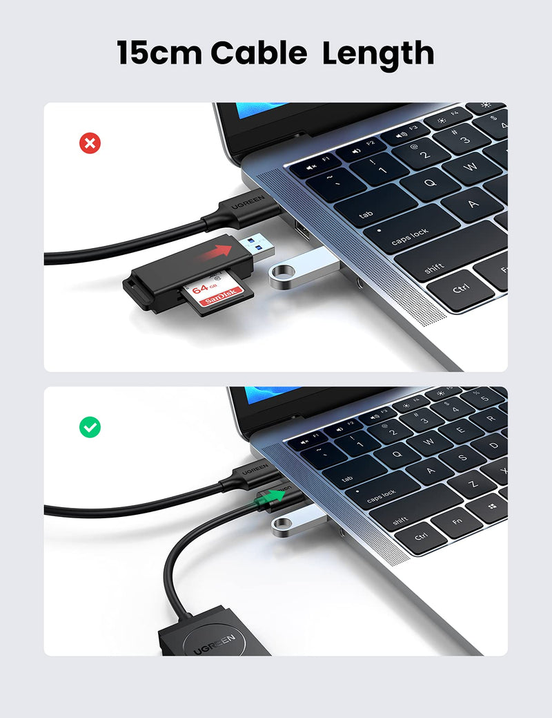 [Australia - AusPower] - UGREEN SD Card Reader USB 3.0 Dual Slot Flash Memory Card Reader TF SD Micro SD SDXC SDHC MMC RS-MMC Micro SDXC Micro SDHC UHS-I for Mac Windows Linux Chrome Read 2 Cards Simultaneously 