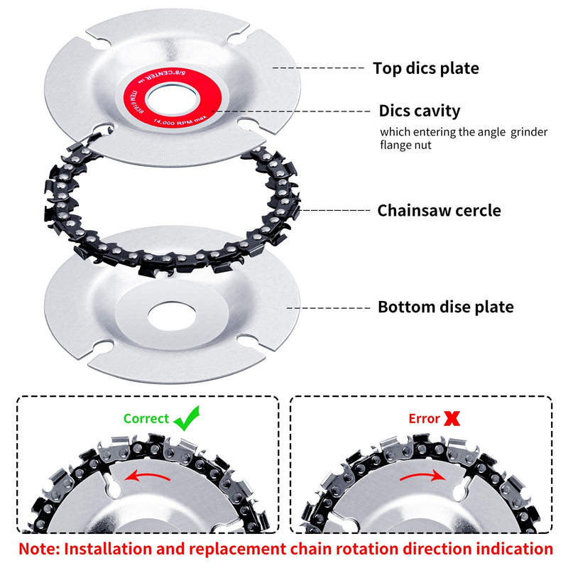 [Australia - AusPower] - Aodaer 4 Pieces Angle Grinder Disc Wood Carving Disc Tungsten Grinding Wheel Grinder Chain Disc 22 Teeth Replacement Chain Wood Polishing Shaping Disc for Wood Cut Polishing Wheel Plate 