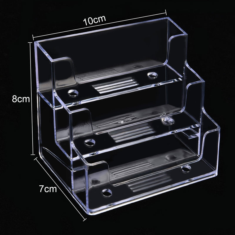 [Australia - AusPower] - 2 Pack Business Card Holder 3 Tiers Plastic Card Stand Organizer Clear Card Holder Display for Office, 180 Cards Capacity 2 