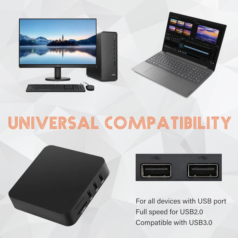 [Australia - AusPower] - USB SD Card Reader for PC, Micro SD Card to USB Adapter, Card Reader for Camera Memory Card Reader, Wansurs 5 in 1 Card Reader for Laptop (Black) Black 