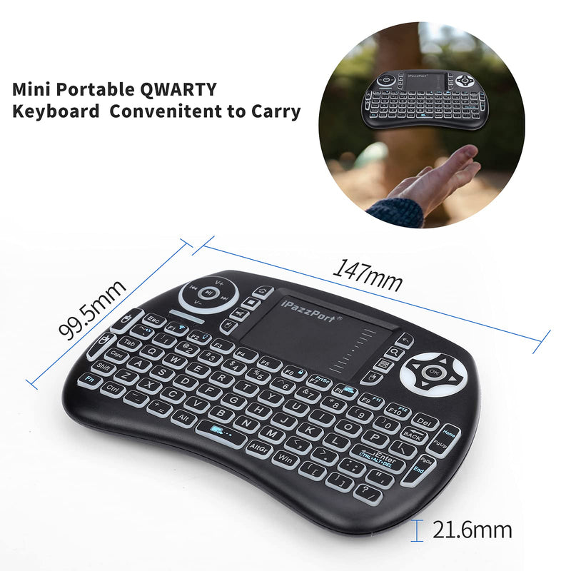 [Australia - AusPower] - (2021 Upgraded) iPazzPort Mini Bluetooth Keyboard with Touchpad, Handheld Backlit Mini Wireless Keyboard Remote with 2.4G USB Dongle for Fire TV Stick/Smart TV/Google/Android TV Box KP-21SM 