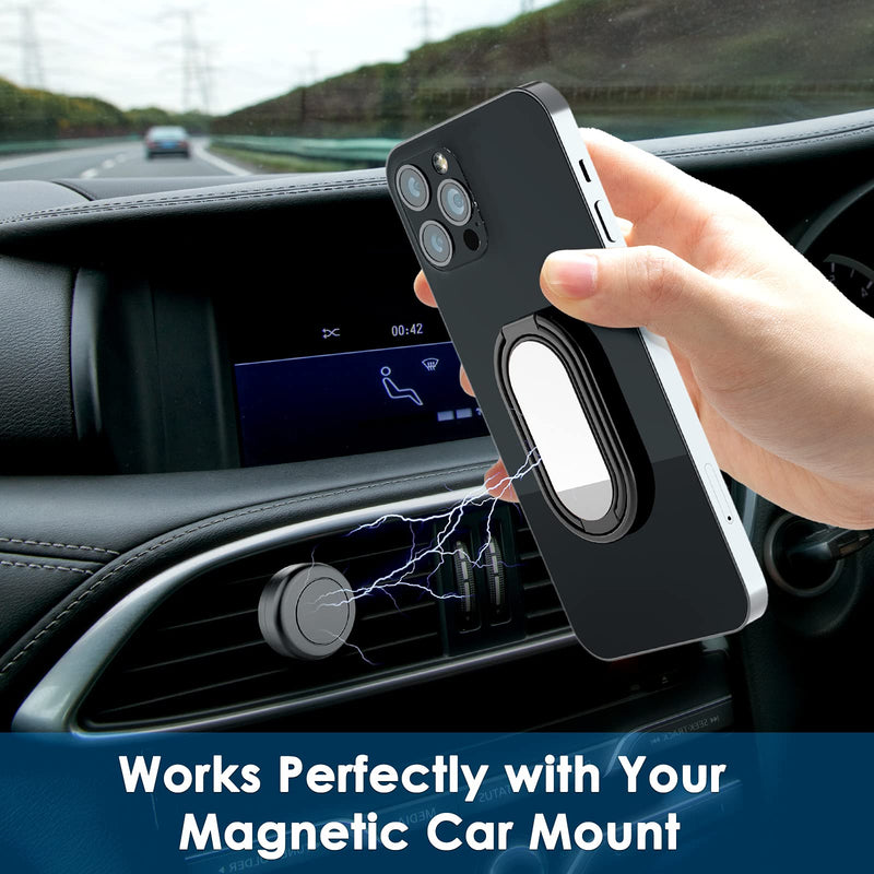 [Australia - AusPower] - Phone Ring Holder Finger Kickstand, 360° Rotation Cell Phone Ring Holder Stand Metal Phone Back Grip for Magnetic Car Mount Foldable Cell Phone Stand Compatible with Most Smartphones Gun Black 