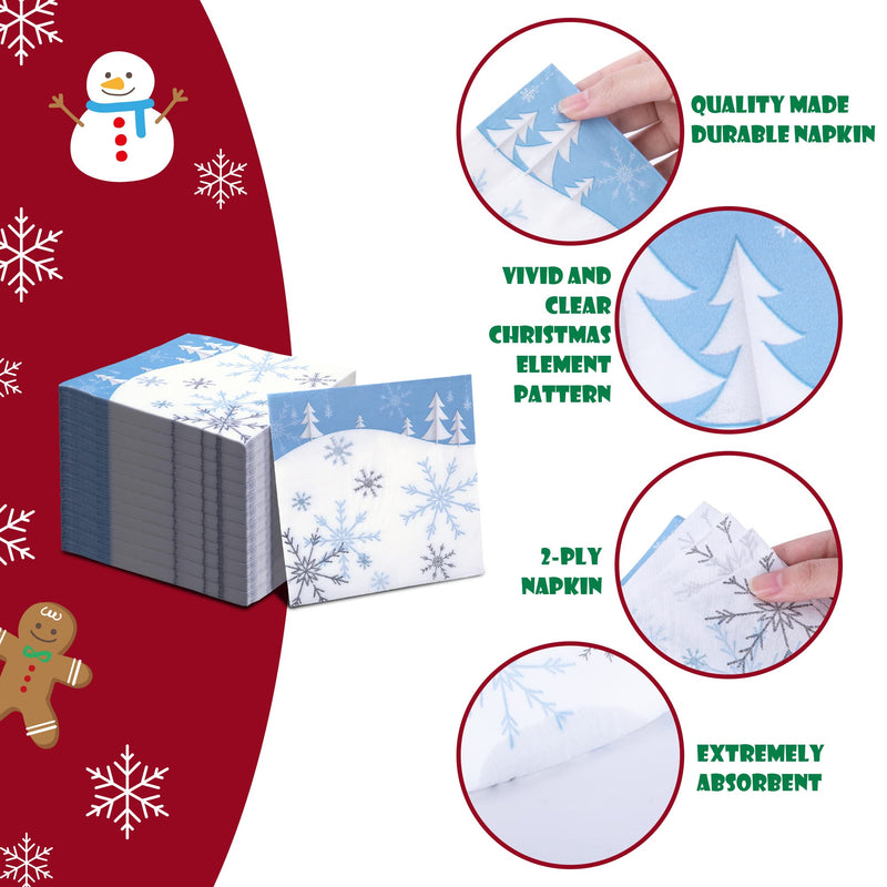 [Australia - AusPower] - Wehhbtye 69PCS Christmas Snowflake Dinnerware Party Supplies-Frozen Winter X’mas Tree Party Decorative Bundle with Paper Plate Napkin Cup Plastic Tablecloth Cover Knife Fork Spoon for Holiday Birthday 