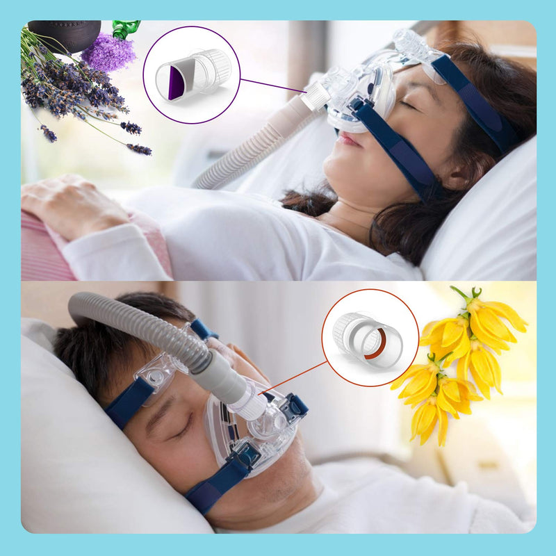 [Australia - AusPower] - CPAP Aromatherapy Adapter - CPAP Essential Oil Infusion Adapter With 12 Refill Pads-2 2ml Amber Dropper Oil Bottles - Universal Fit 