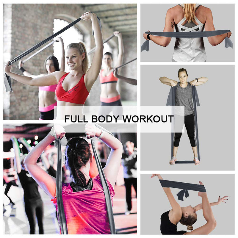 [Australia - AusPower] - A AZURELIFE Resistance Bands Set, Professional Non-Latex Elastic Exercise Bands, 5 ft. Long Stretch Bands for Physical Therapy, Yoga, Pilates, Rehab, at-Home or The Gym Workouts, Strength Training Gray 