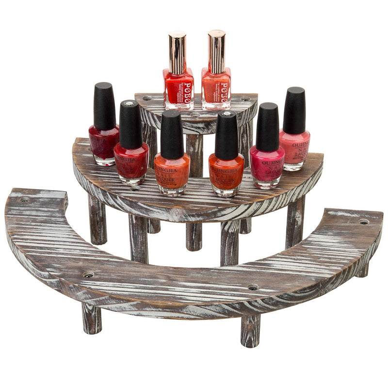 [Australia - AusPower] - MyGift 3 Tier Rustic Torched Wood Semicircle Cupcake Stand Display Risers 