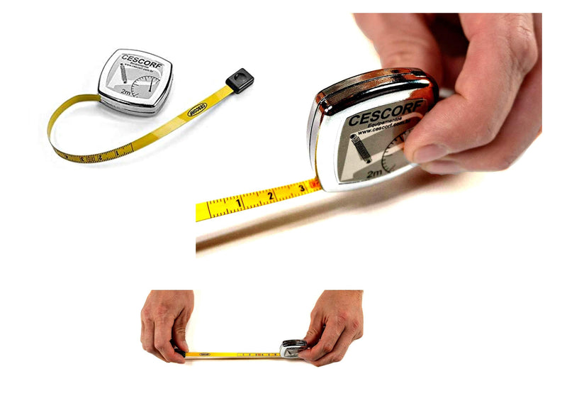 [Australia - AusPower] - Cescorf Anthropometric Tape Measure with Flat Flexible Steel Blade for Body Circumference Measurements, 6mm x 2m, Metric, with Blank Space Before Zero, Ideal for Dieticians, Nutritionists, Trainers 