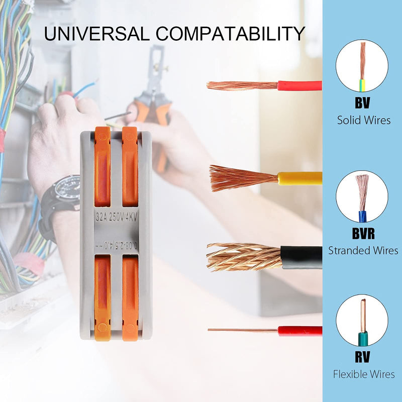 [Australia - AusPower] - 70 Pack Compact Wire Connectors, Compact Splicing Connectors, Lever Nut Assortment Conductor, Quick Wire Terminal Connectors for AWG 28-12 