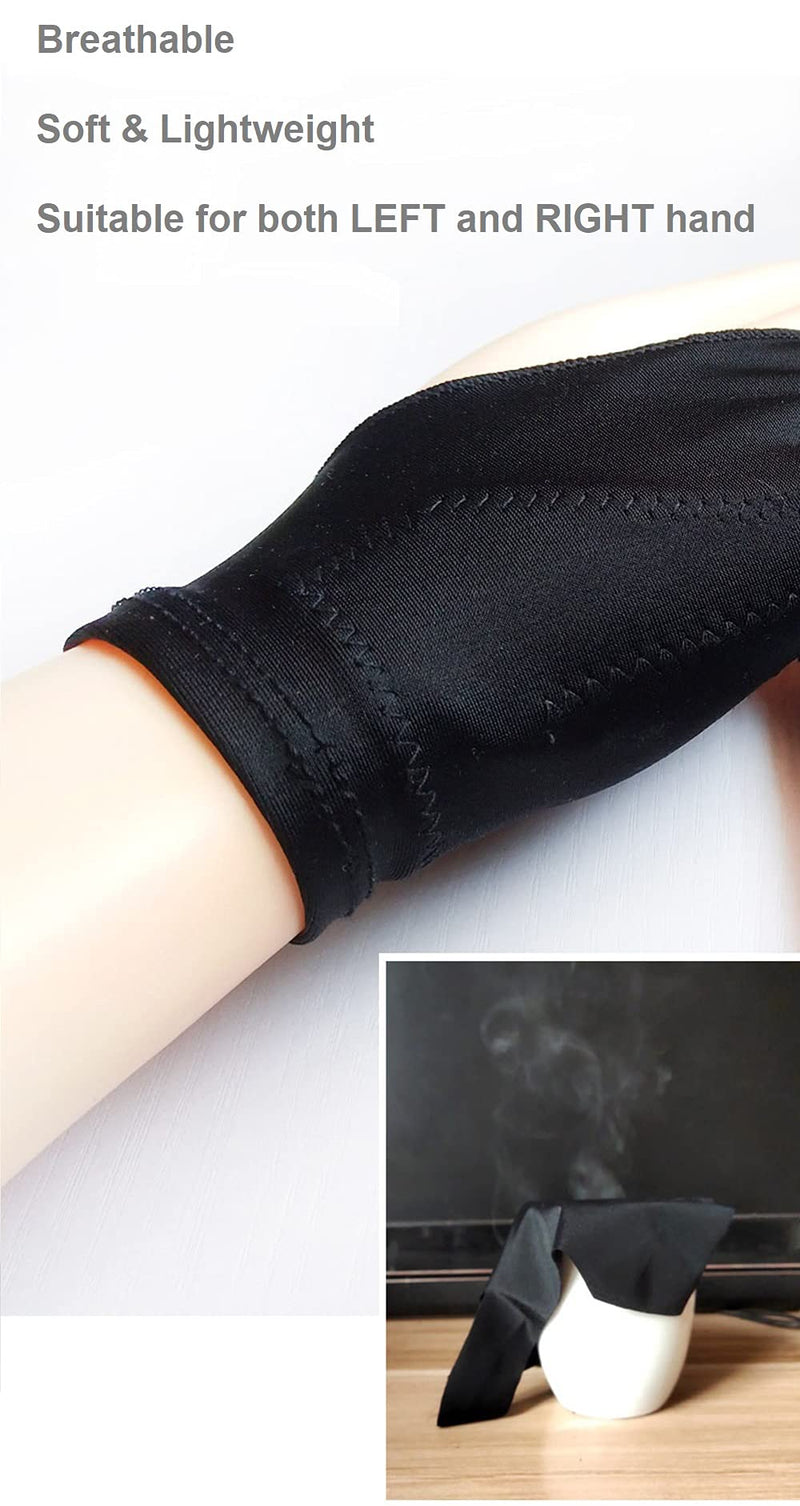 [Australia - AusPower] - WSWBD Drawing Glove, Digital Art Glove for Graphic Tablet, Artist Gloves with Two Fingers for iPad, Paper Sketching, Smudge Guard, Palm Rejection, Suitable for Left and Right Hand (2 PCS), XS 