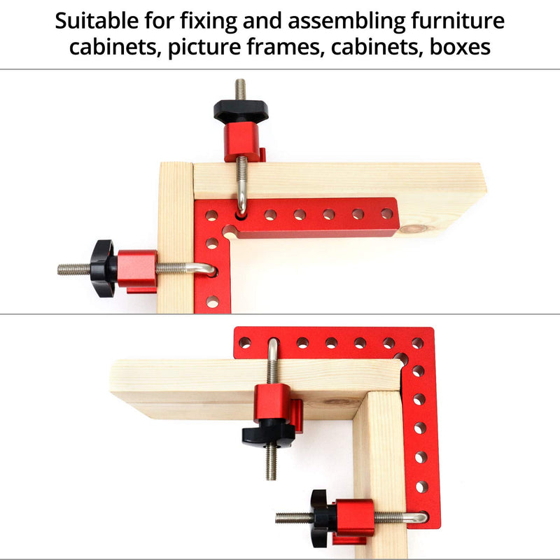 [Australia - AusPower] - QWORK 90 Degree Positioning Squares Right Angle Clamps Fixing Clamp, 5.5" x 5.5"(14 x 14cm), 1 Pack, Aluminum Alloy Woodworking Carpenter Tool for Box Cabinets Drawers Picture Flame 5.5"x5.5" 