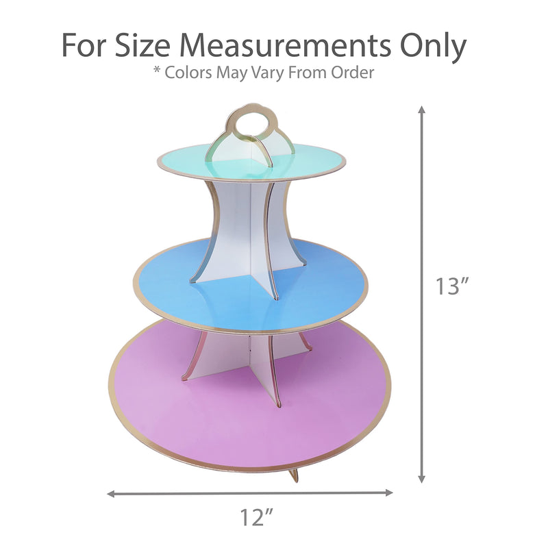 [Australia - AusPower] - 3-Tier Dessert & Cupcake Decorative Serving Tray Stand for Birthdays and All Themed Parties & Events, 2 Serving Towers Per Pack (Pastel Rainbow) Pastel Rainbow 