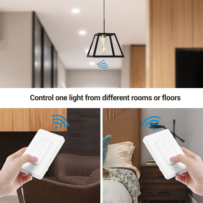 [Australia - AusPower] - DEWENWILS Remote Control Light Socket, 2 Wall Mounted Controllers and 1 Bulb Base, Wireless Light Switch for Light Fixtures, No Wiring Needed, ETL Listed, White 