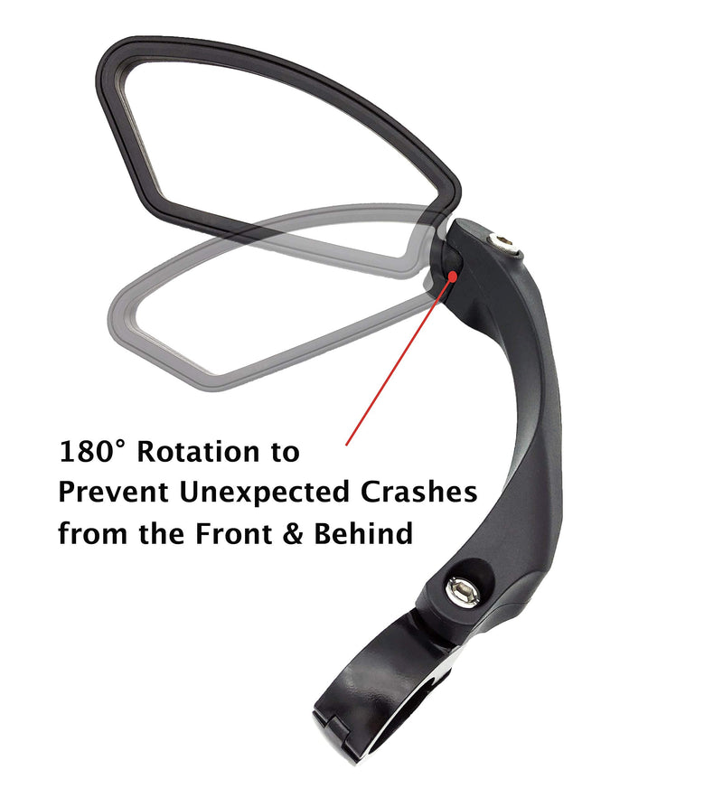[Australia - AusPower] - Hafny Stainless Steel Lens Handlebar Bike Mirror, Safe Rearview Mirror, Bicycle Mirror, Cycle Mirror Black Left Side 