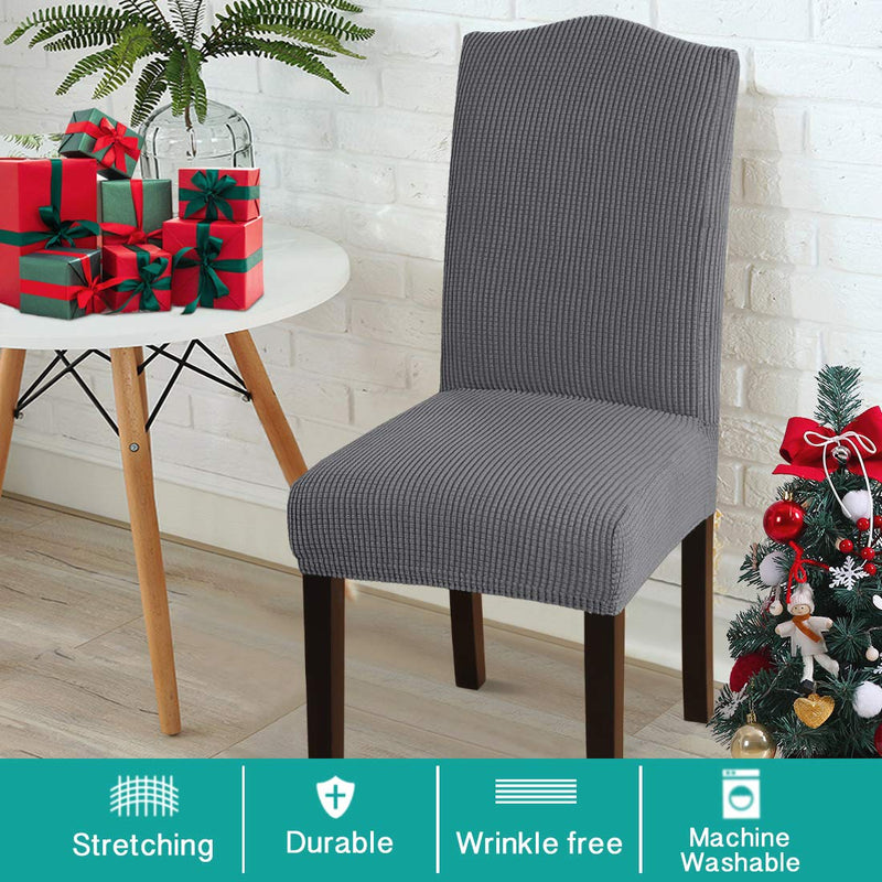 [Australia - AusPower] - Turquoize Dining Chair Covers Stretch Chair Covers for Dining Room Set of 2 Parsons Chair Slipcover Removable Kitchen Chair Covers Chair Protector Covers for Dining Room, Hotel, Ceremony (2, Grey) 
