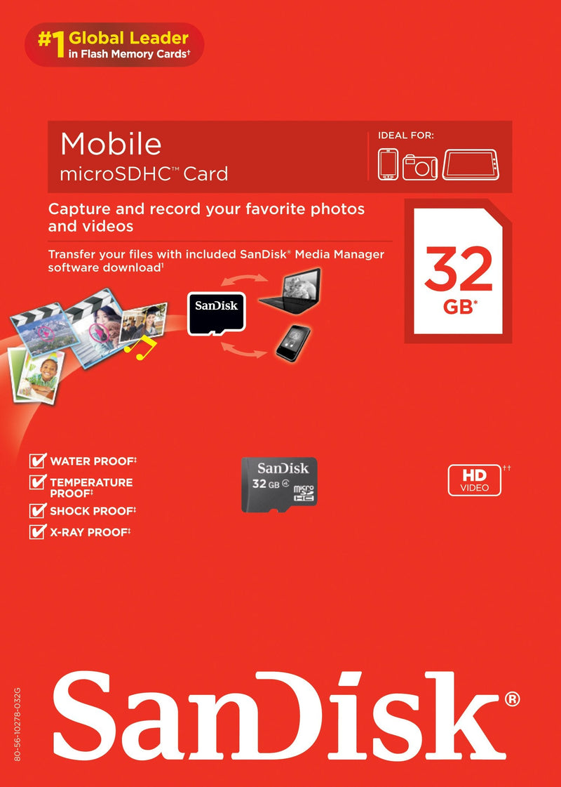 [Australia - AusPower] - SanDisk microSDHC 32GB Flash Memory Card, Black, SDSDQM-032G-B35 (Retail Packaging) 
