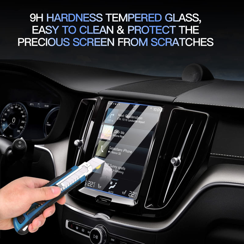 [Australia - AusPower] - Glass Screen Protector for 2016-2021 V90 XC60 XC90 Sensus Accessories Infotainment Display Screen Protector Foils Tempered Glass 9H Anti-Scratch Navigation Center Control Touchscreen Protective Film (Media + Climate) Media + Climate 